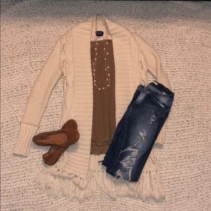 Cream fringed sweater